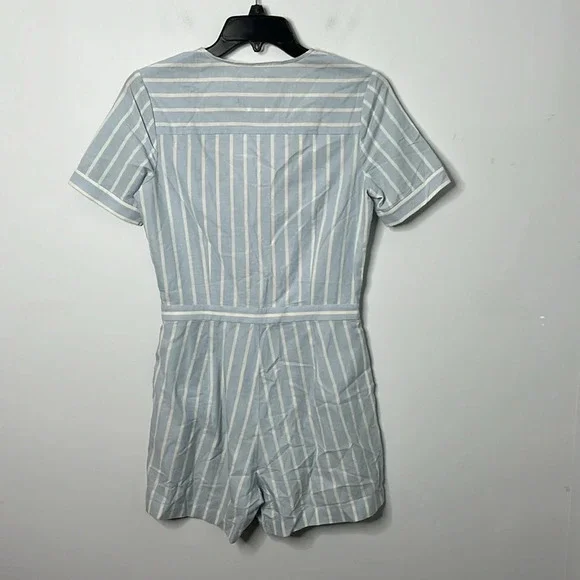 Saylor Willa Blue Striped Cut Out Front Romper - Picture 7 of 8